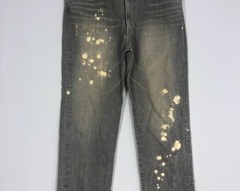 Vintage Acid Wash Denim Jeans 32x42: Straight Leg Stonewashed Cotton