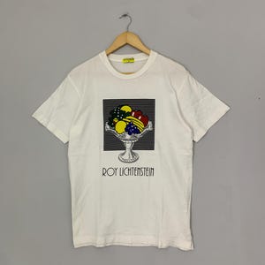 Vintage Roy Lichtenstein Still Life With Crystal Bowl Big Image T shirt Medium Pop Art Abstract Roy Lichtenstein Artwork White Tshirt Size M