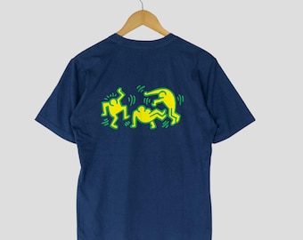 Vintage 90's Keith Haring Dancing Pop Art Design Big Image T shirt Small K.Haring Artwork Keith Haring American Artist Tees Size S