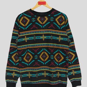 Vintage Unbrand Native Navajo Tribe Sweatshirt Small Navajo Multicolor Crewneck Navajo Tribe Design Pullover Jumper Sweater Size S