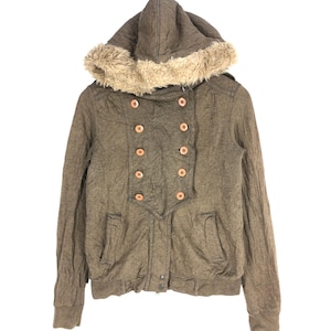Vintage Marc Jacobs Womens Button Sweater Hoodie Style Rugged Designer Fashion Wool Quilted Brand Outfits Fashion jacket Cream Size XS