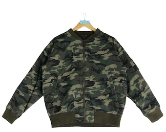 Vintage Camo MA-1 Bomber Jacket, Army Style, Size L