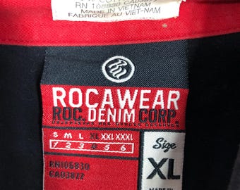 Rare!! Rocawear Spellout Button up Xlarge Black Rocawear
