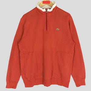 Vintage Chemise Lacoste Half Zipper Collared Sweater Sweatshirt Large Red Chemise Lacoste Crewneck Lacoste Pullover Lacoste Jumper Size L