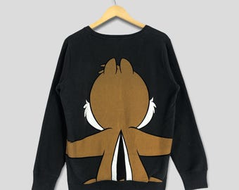 Vintage Y2K CHIP And DALE Crewneck Sweatshirt Large Walt Disney Cartoon Chip N Dale Chipmunk Disney Cartoon Gray Pullover Sweater Size L