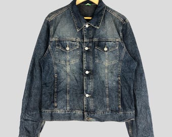 Vintage Benetton Denim Trucker Jacket - Classic Blue Jean Style, Size M
