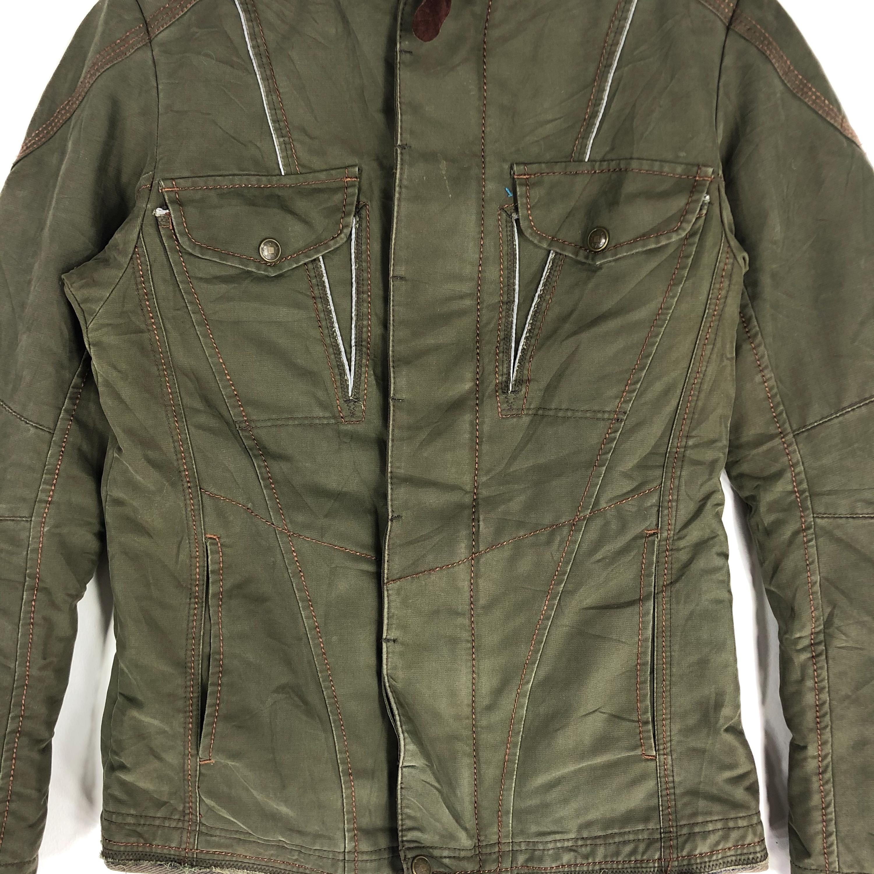 Marithe Francois Girbaud Olive Green Biker Jacket - Size S - Etsy