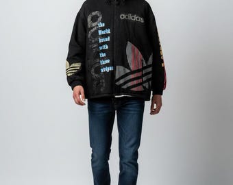 Vintage Adidas Trefoil Hoodie: 90s Sportswear Jumper, Sunfaded (Size L)