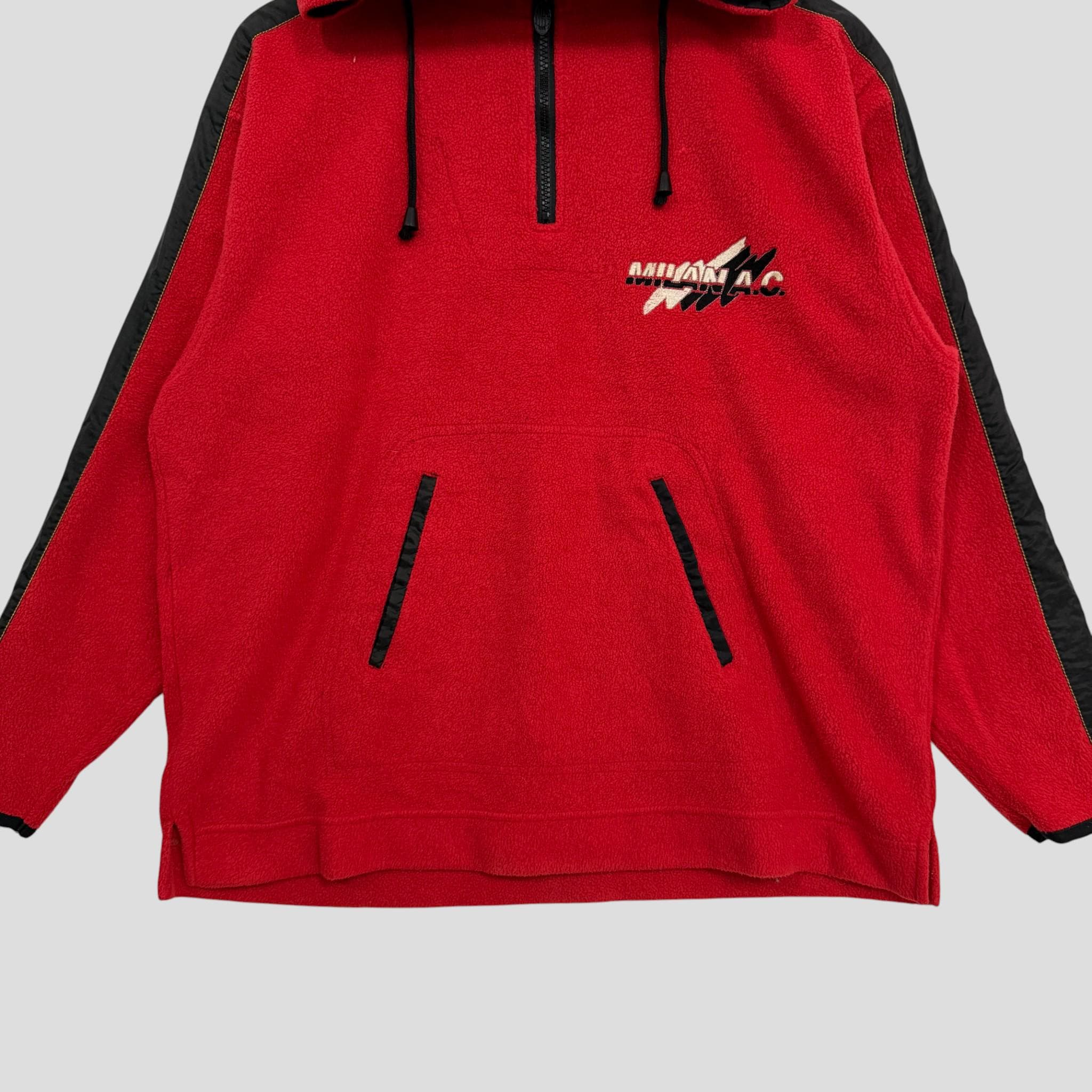 Vintage 90's AC Milan Half Zipper Hoodie Fleece Sweatshirtac Milan