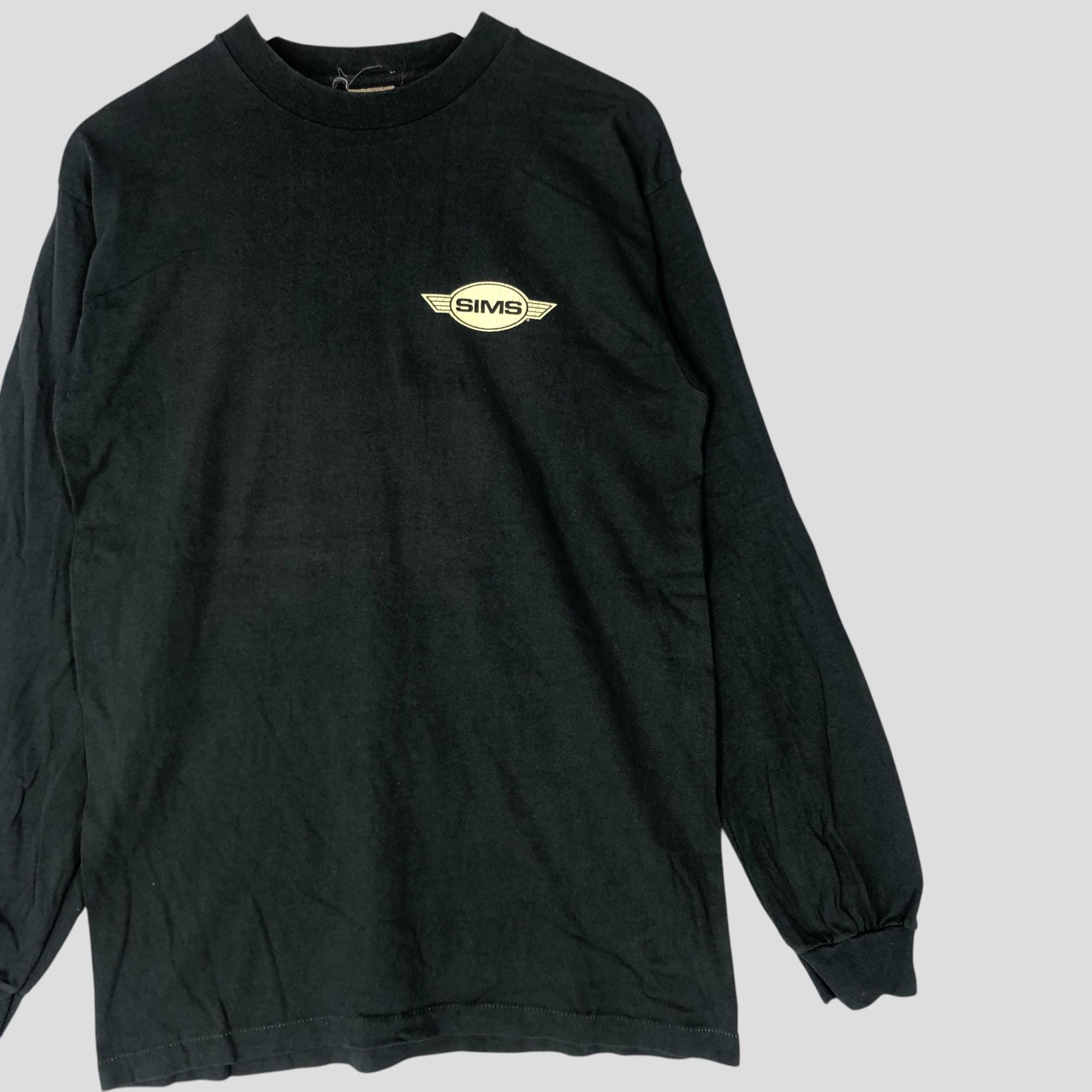 Vintage SIMS Skateboard Snowboards Style Long Sleeve T-shirt Size 