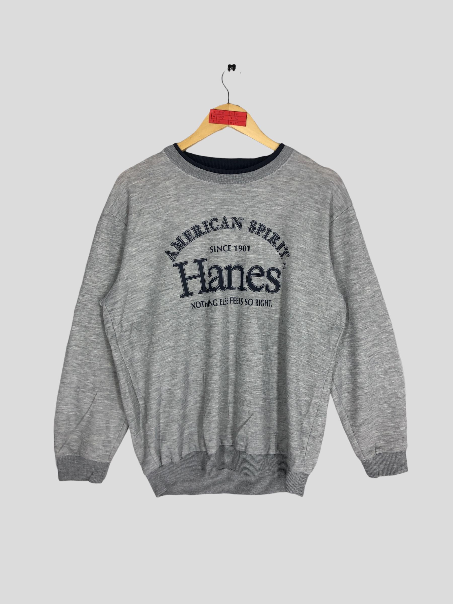Sweat Hanes Blanc Vintage – Années 90 – Taille L – Col Rond