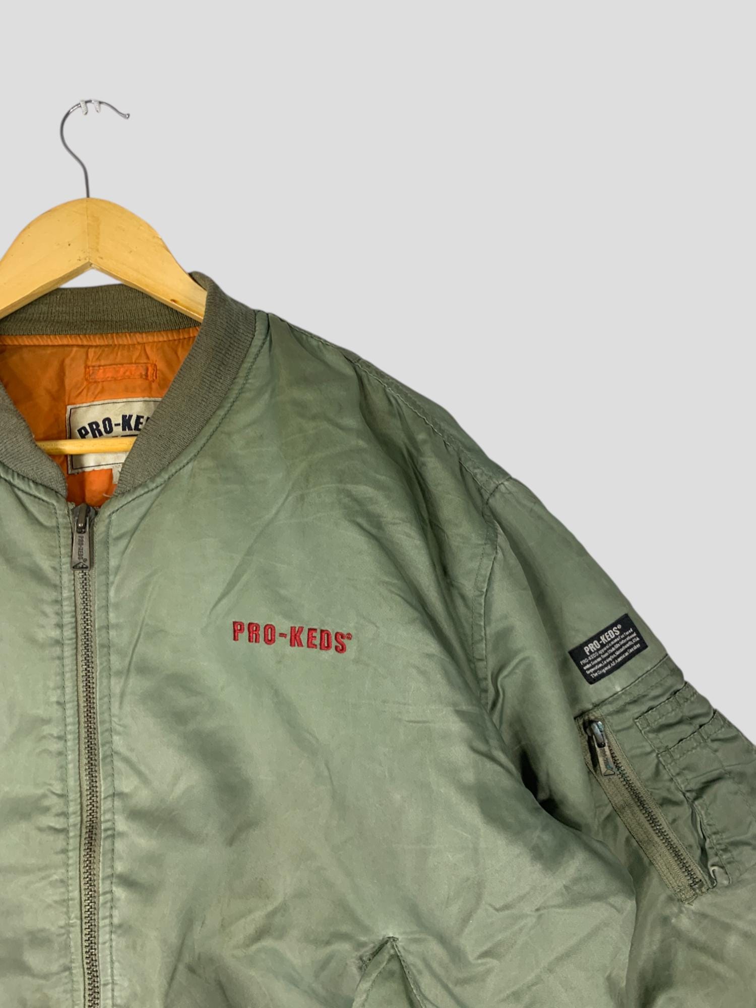 Vintage 90s Pro Keds Army Green Bomber Jacket - Size XL - Etsy