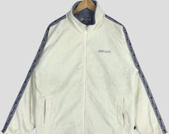 Vintage Piko Hawaiian Longboard Zipper Fleece Jacket Piko Surfing Hawaii Beach Sweater Piko Paradise Of Pacific Surfer White Jacket Size M