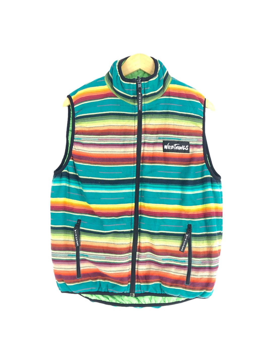 ジャケット・アウター 90s WILD THINGS down vest M made in USA Vintage Wild Things Reversible Puffer Vest Jacket Wild