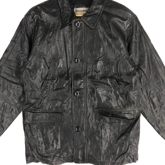 Roberto Massini Button Leather Jacket Medium Massini Black Leather Bikers Style Jacket Rugged Menswear Outerwear Bikers Fashion Week Size M Etsy