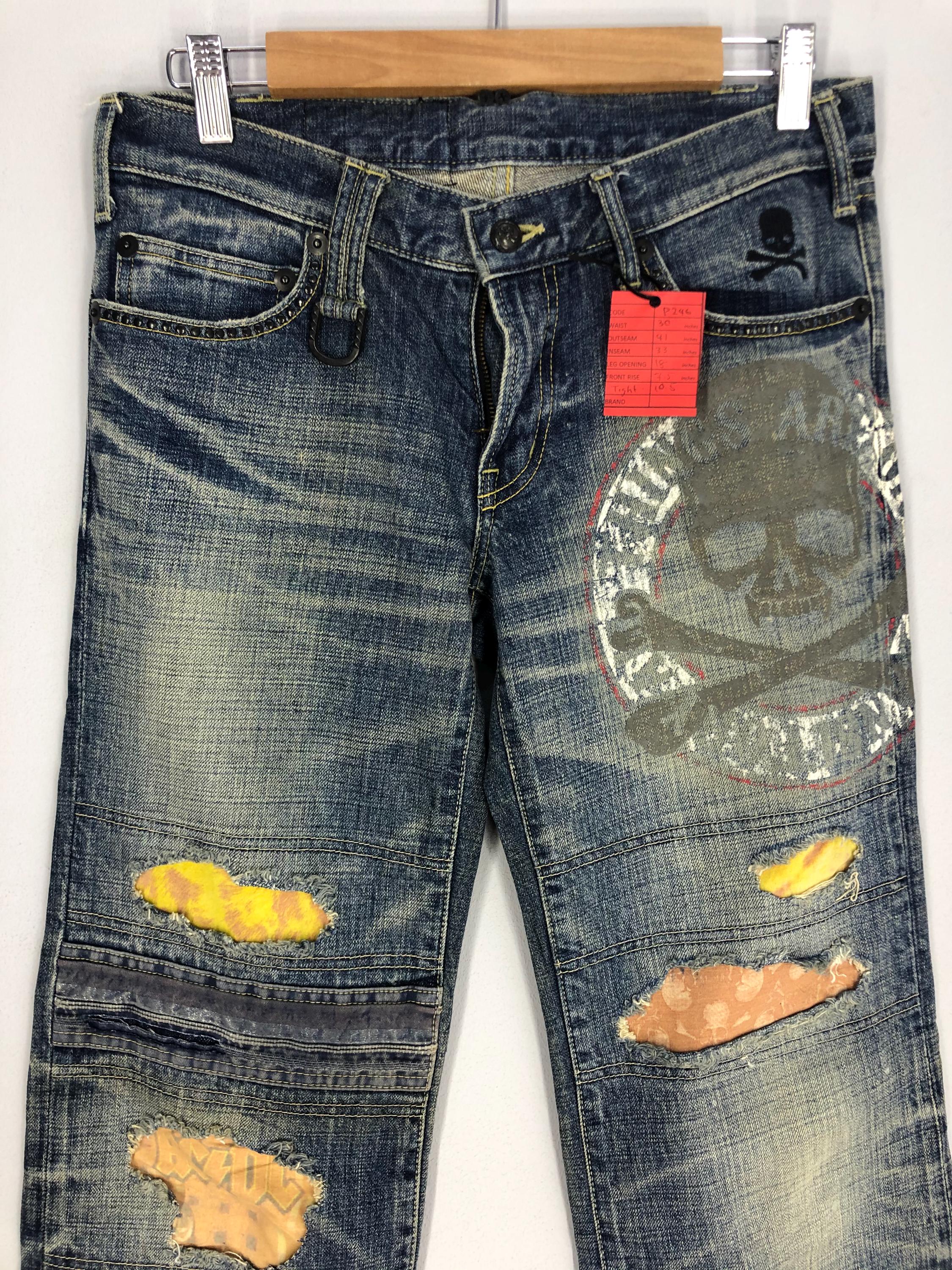 Size 30x41 Vintage Japanese Brand Roen Jeans Man Skull Stone