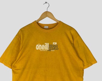Vintage 90s O'neill USA Surf Skate T Shirt Yellow Made in