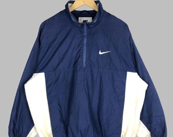 Vintage Nike Swoosh Half Zipper Jacket Large Nike Swoosh Windbreaker Jacket Nike Sportswear Light Jacket Nike Black Raincoat Jacket Size L