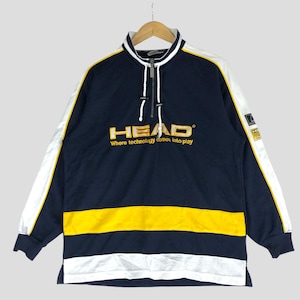 Vintage 90s Head Half Zipper Sweatshirt Medium HEAD Pullover Sportswear Head Crewneck Jumper Sweater Size M