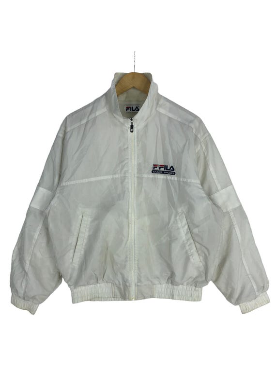 Vintage 90s Fila White Nylon Windbreaker Jacket - Size L - Etsy