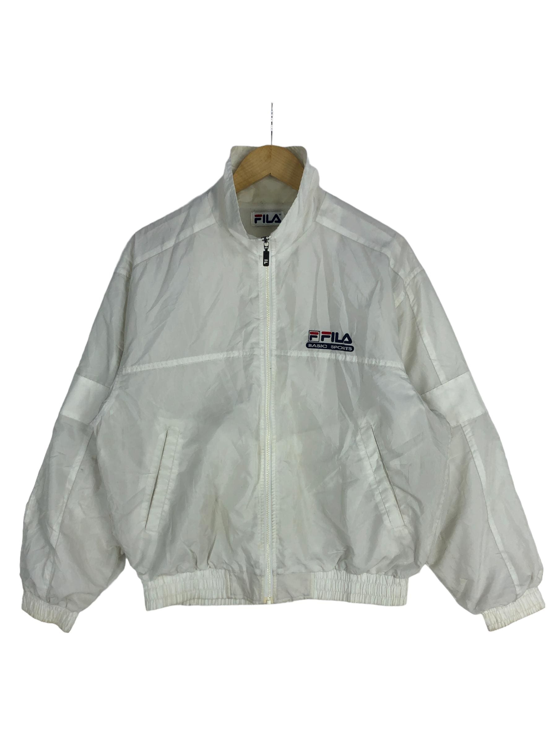 Vintage 90s Fila White Nylon Windbreaker Jacket - Size L - Etsy