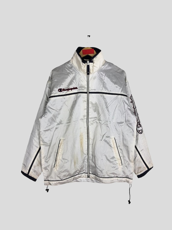 champion windbreaker mens silver