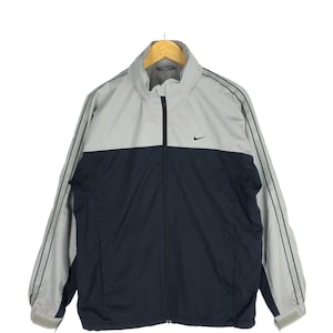 Vintage 90&#39;s Nike Swoosh Training Jacket Large Nike Swoosh Windbreaker Jacket Sportswear Black Gray Jacket Nike Light Jacket Size L