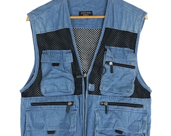 Vintage Ruck Dam Spirits utility-vest: Japanse herenkleding met meerdere zakken (M)