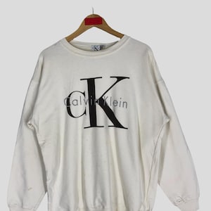 Vintage Calvin Klein Spellout Sweatshirt Large Calvin Klein Big logo CK Crewneck Jumper Pullover Calvin Klein Logo Printed Sweater Size L
