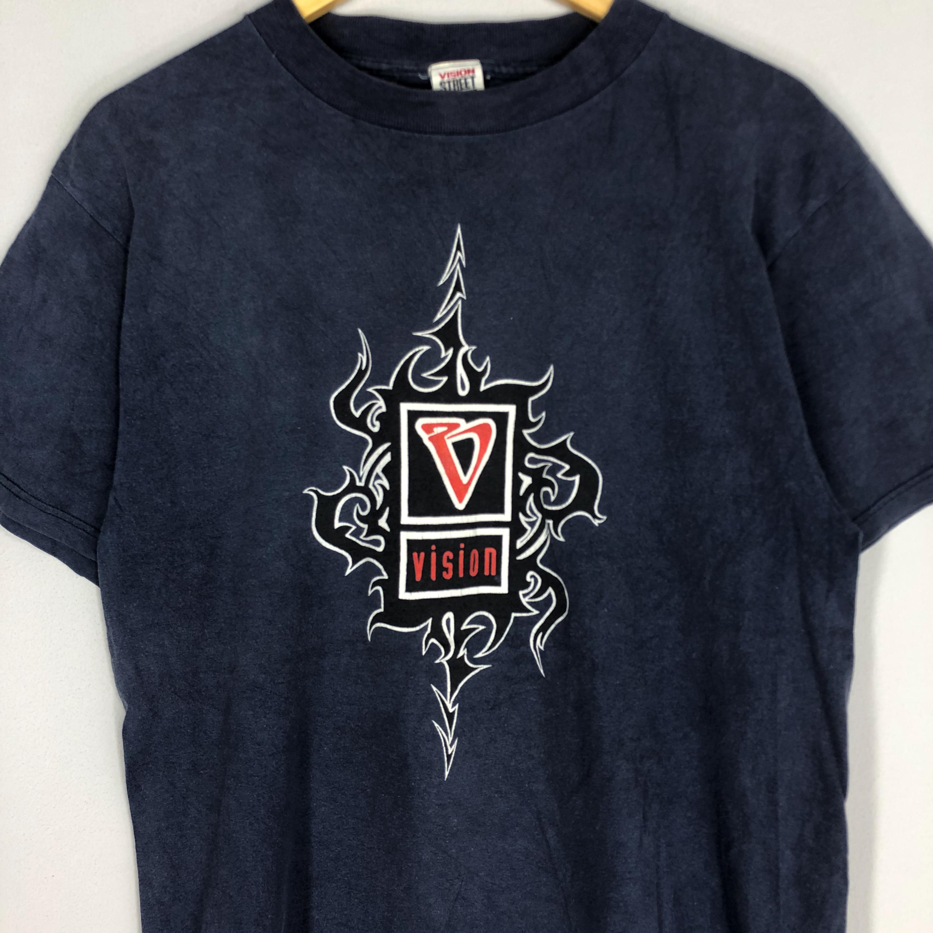 Vintage 90s Vision Street Wear T-shirt: Blue Skater Tee, Made in 