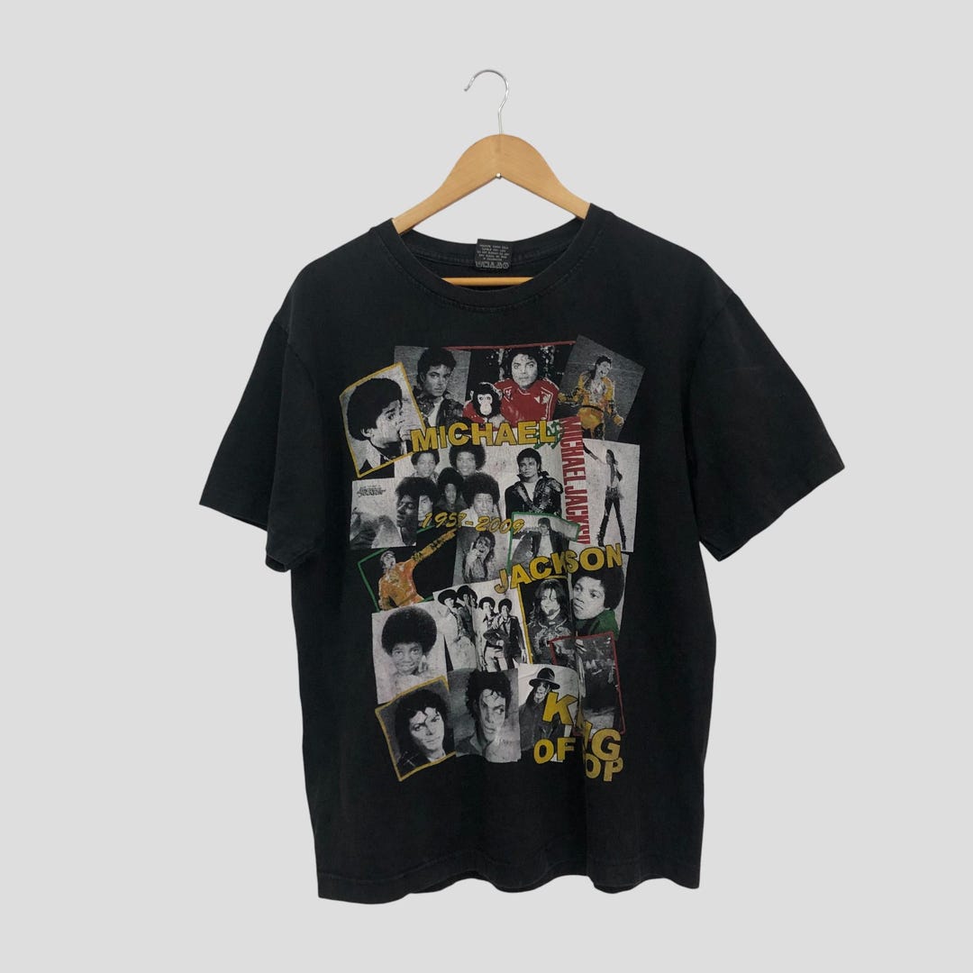 Vintage Michael Jackson King of Pop Black T Shirt Show Tour Promo