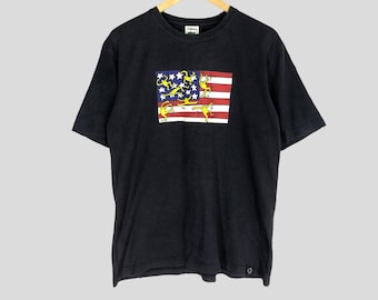 Vintage 90s Keith Haring American Flag T-Shirt, Pop Art, Size L