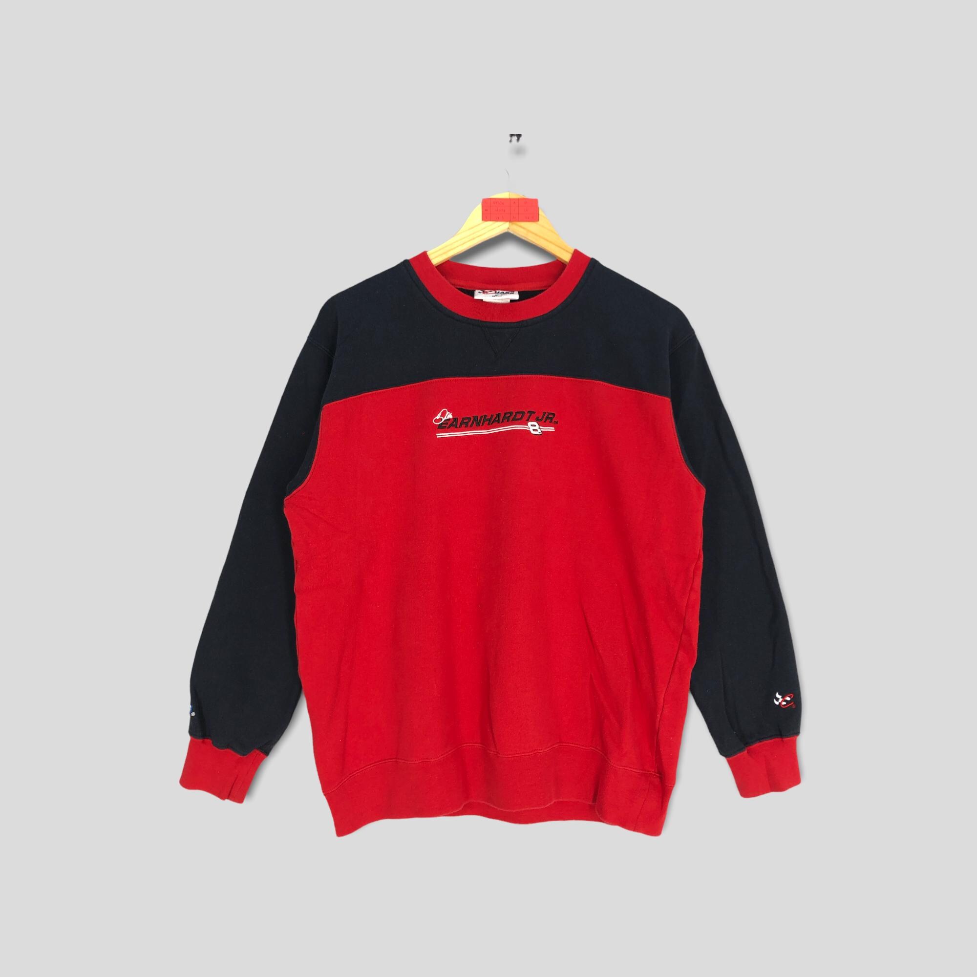 Vintage 90s Dale Earnhardt Jr. Nascar Sweatshirt XLarge Earnhardt Jr. American Racing Car Driver Crewneck Sweater Pullover Red Black Size XL