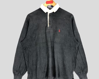 Vintage 90s Polo Ralph Lauren Polo Rugby Polo Sweatshirt Ralph Lauren Half Button Crewneck Ralph Lauren Sweater Pullover Embroidered Logo M