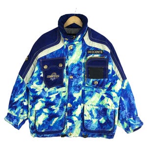 Vintage Descente Ski Wear Hoodie Jacket Descente Skiing Cold Weather Snow Gear Bomber Multicolor Descente Ski Suit Outfit Winter Size L