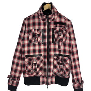 Vintage Japanese Brand In The Attic Shadow Plaid Button Jacket In The Attic Tactical Jacket Punk Style Jacket Bomber Sweater Size Medium