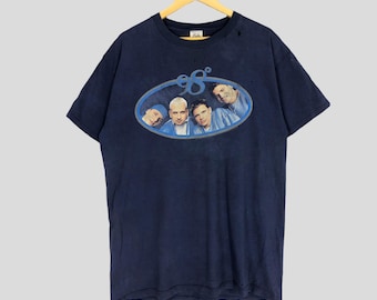 Vintage 98 Degrees Boy Band T-Shirt - Blue Promo Tour Tee (Size L)
