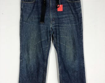 Vintage Big John Stone Washed Jeans 42x43: Faded Blue Denim