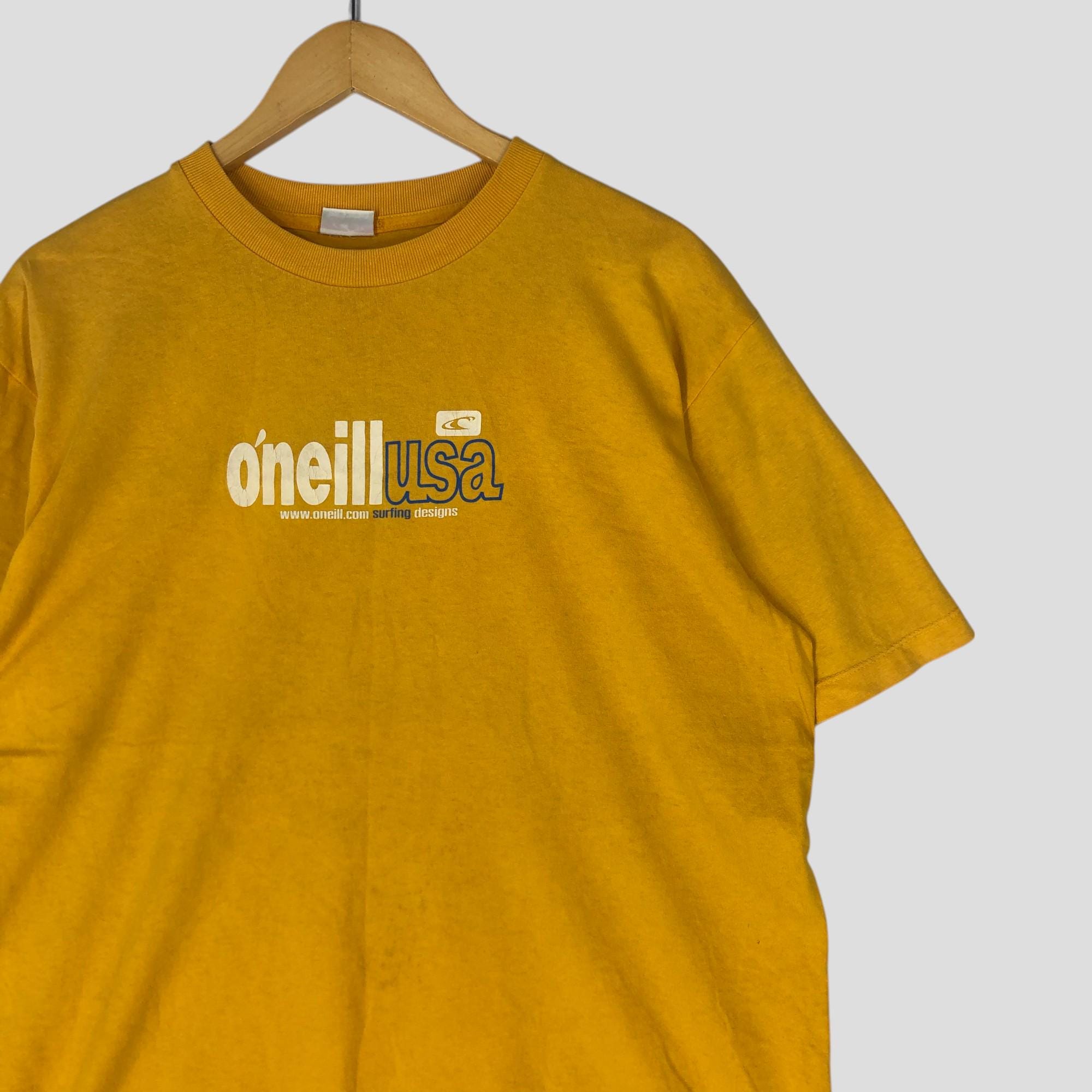 【希少】old surf skate 90s〜 オンブレ チェック オニール Vintage 90s O'neill USA Surf Skate T Shirt Yellow Made in