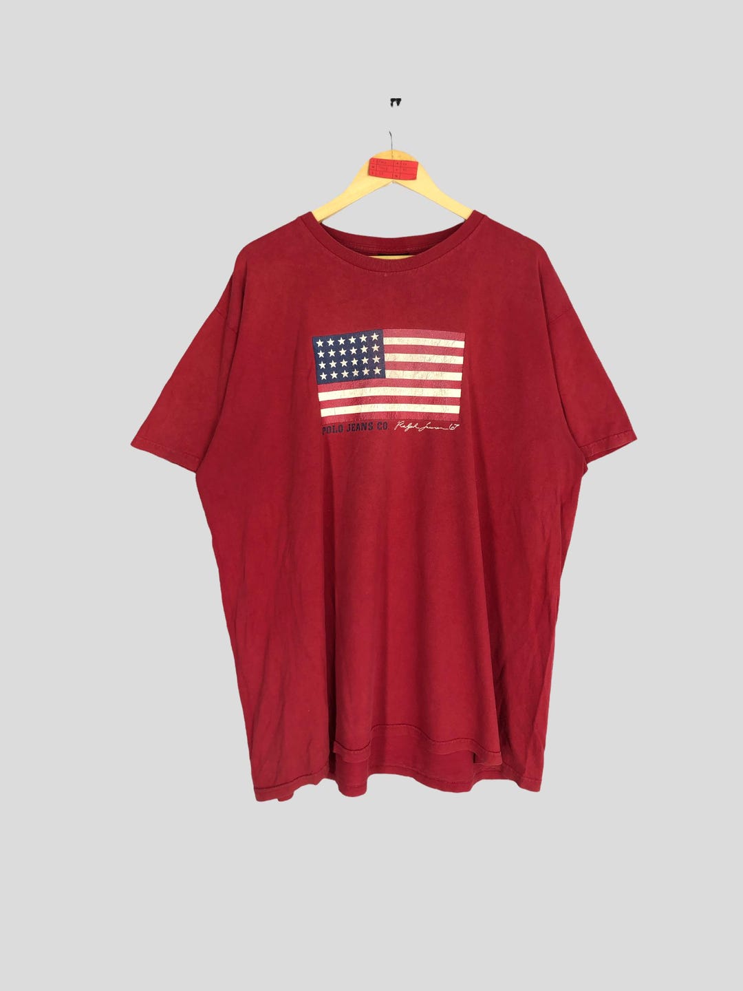 Vintage Polo Ralph Lauren American Flag T-shirt, Red Cotton XL - Etsy