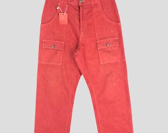 Talla 31x41 Marca Japonesa PPFM Bush Pantalón Denim Rojo PPFM Bush Pantalón Crago Pantalón Jeans Cremallera PPFM Indigo Denim Estilo Casual Ropa de Trabajo W31