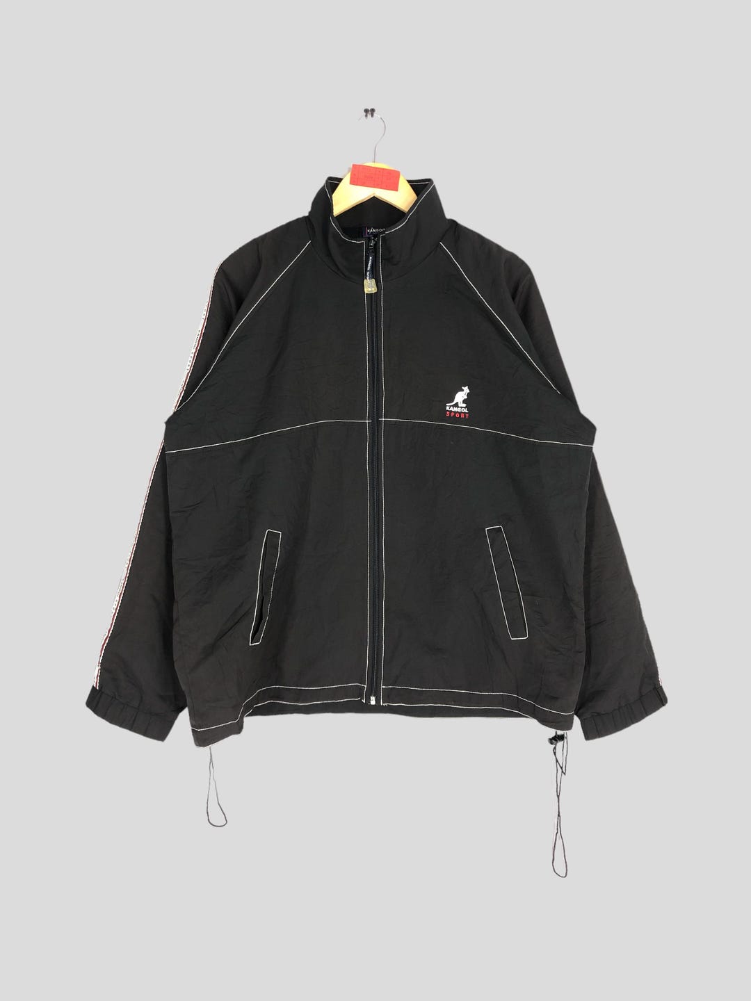Vintage Kangol Sport Track Jacket: 90s Black Windbreaker, Size