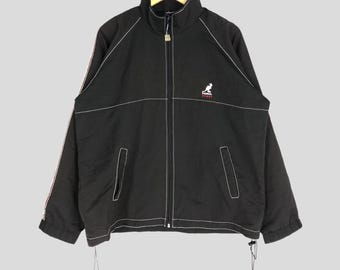 Vintage Kangol Sport Track Jacket: 90s Black Windbreaker, Size