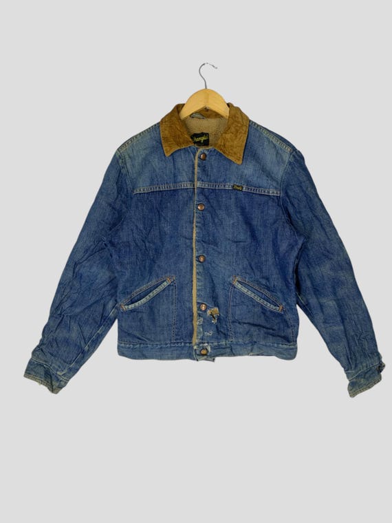 Vintage 70s Wrangler Sherpa Lined Denim Trucker Jacket - Size M