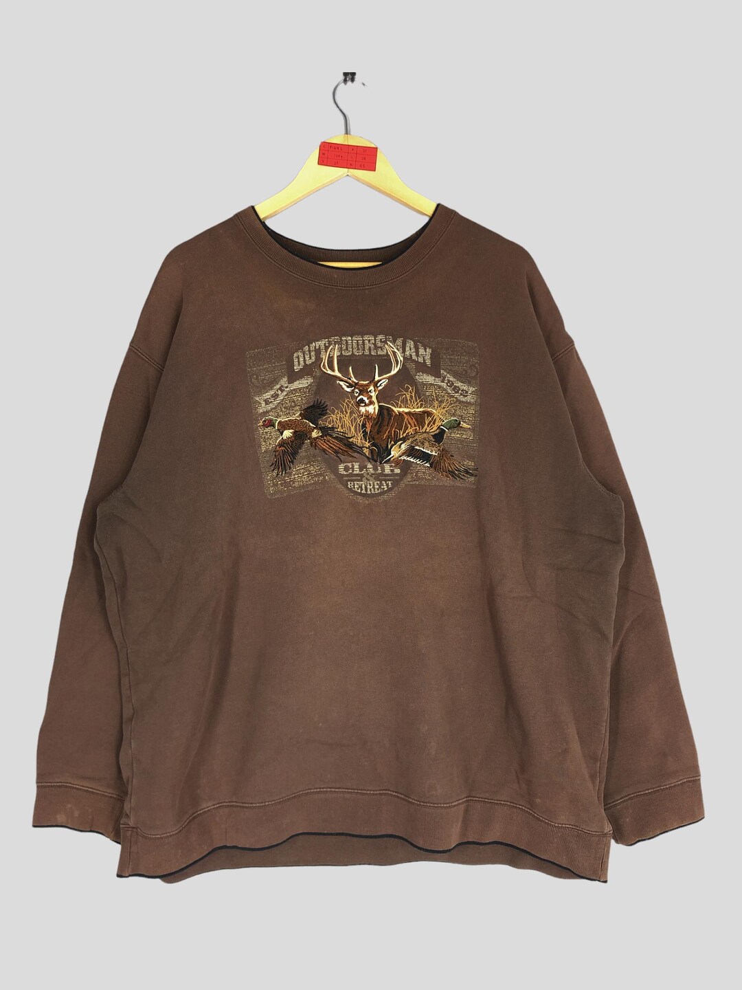 Vintage Sunfaded Outdoorsman Club Sweatshirt Xlarge Brown