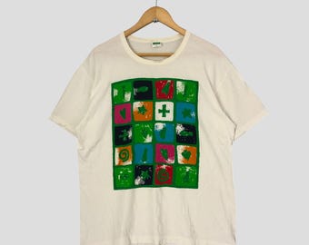 Vintage Benetton T-shirt met kleurrijke print - maat M
