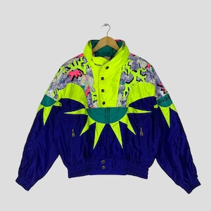 Vintage 90&#39;s Bogner Multicolor Ski Wear Jacket Medium Skiing Cold Weather Multicolor Blue Snow Gear Bomber Retro Ski Hoodie Coats Size M