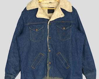 Vintage Wrangler Denim Jacket XL 70s Workwear Wrange Coat USA Made