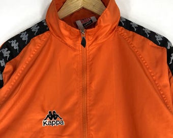Vintage Kappa Side Tape Track Top Jacket Large Kappa Orange
