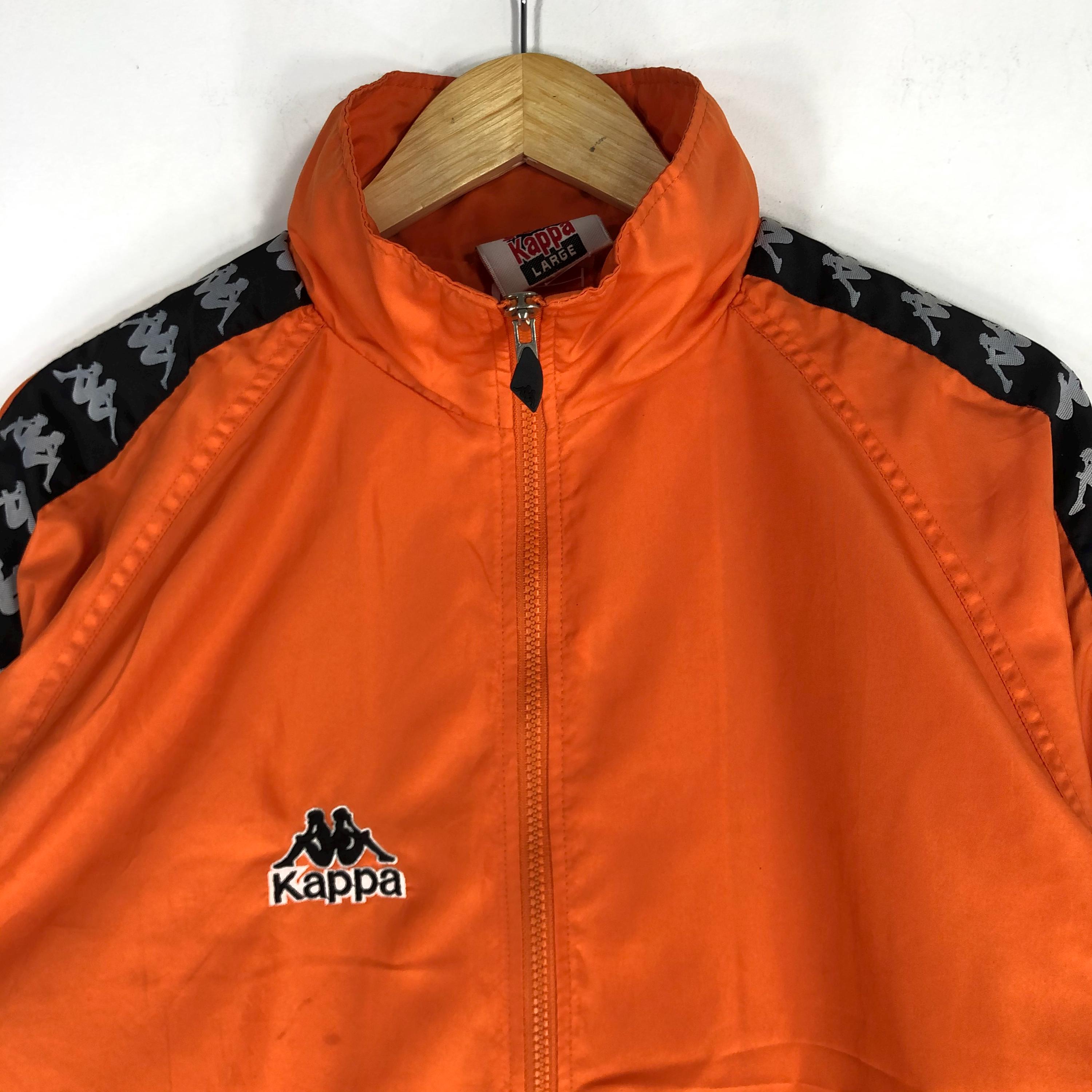 Vintage Kappa Side Tape Track Top Jacket Large Kappa Orange